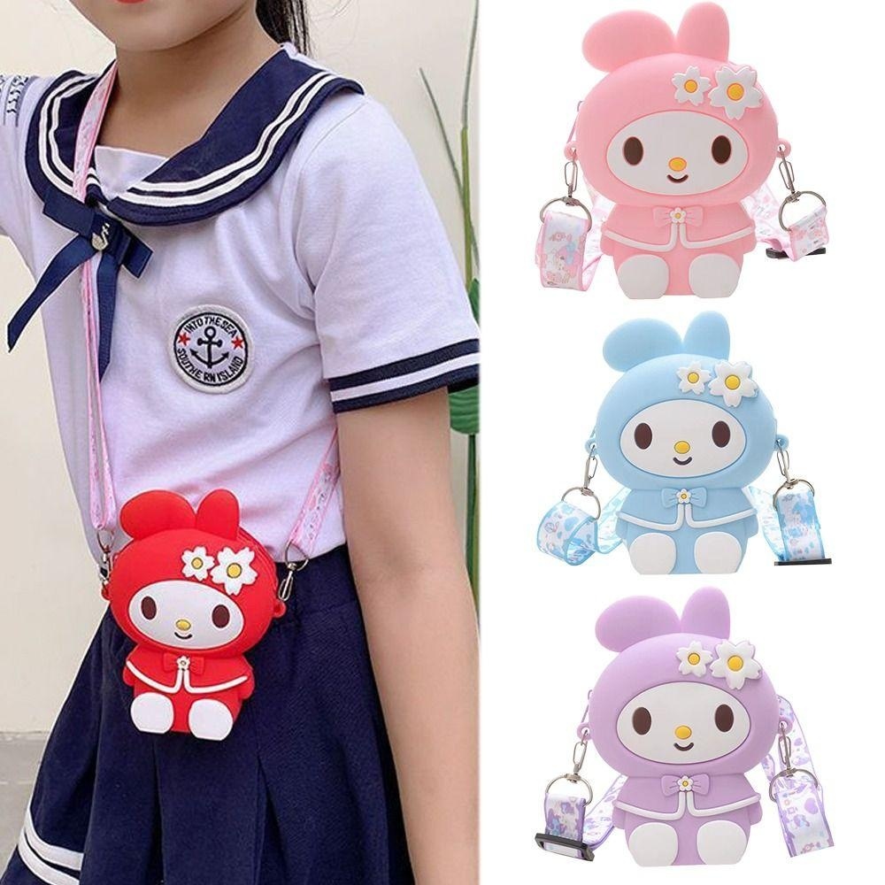 DSLONG Mini Crossbody Bag, Flower Rabbit Princess Small Bags, Cute Silicone Cartoon Shoulder Bag Girls