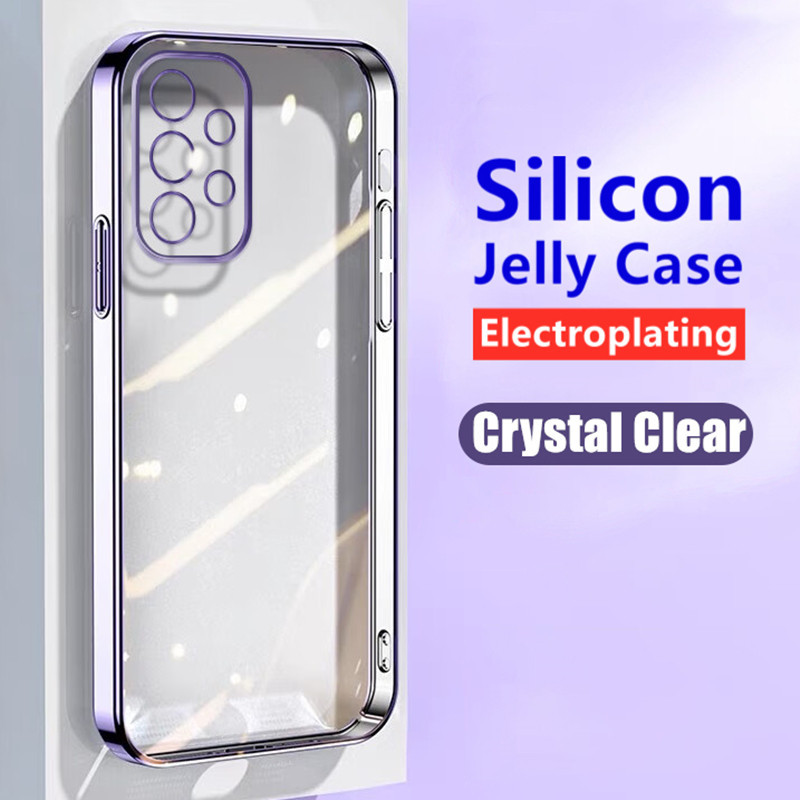 เคสซิลิโคนเจลลี่คริสตัล แบบนิ่ม ชุบไฟฟ้า ป้องกัน สีเหลือง สําหรับ Samsung Galaxy A53 5G 6.5 นิ้ว SM-A536B A536BDS