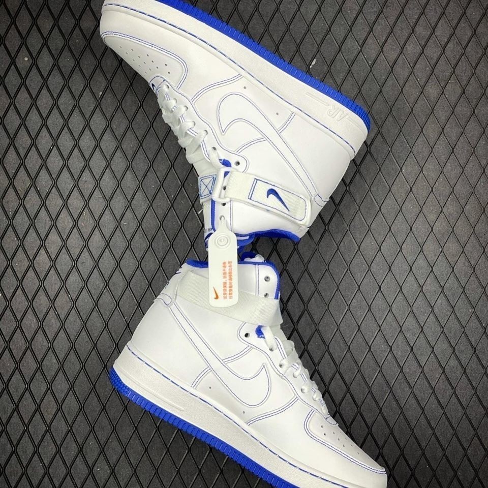,,,nike Af1 Air Force 1 High 07 White Blue Stitching Air Force No. 1 High-Top All-Match Casual  รอง