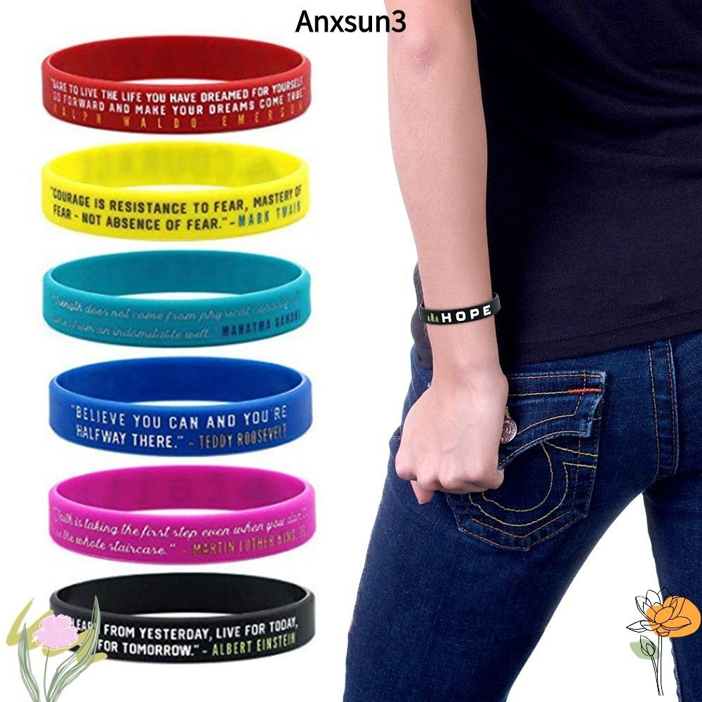 Anxsun3 สายรัดข้อมือยาง Hope Faith Strength สร้อยข้อมือสร้างแรงบันดาลใจ