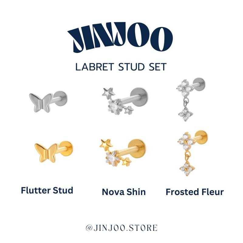Jinjoo จิวต่างหู สไตล์ Labret Stud แป้นแบบ หมุนด้านหน้า ก้านหนา 1.2 mm.(สแตนเลส316)