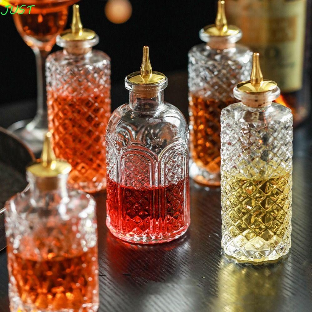 JUST ขวดของ Bitters, ขวดบาร์เทนเดอร์หรูหราวินเทจ, อุปกรณ์บาร์คอนเทนเนอร์ไวน์มัลติฟังก์ชั่นสไตล์ญี่ปุ่นใสที่ใช้งานได้จริง