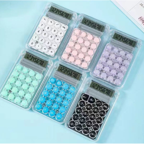 S0498 เครื่องคิดเลข ตัวเครื่องใส คุณภาพเกรดA+ ขนาดเล็ก แถมถ่านฟรี เท่านามบัตร ปุ่มกดนุ่ม ตัวเลข8หลัก