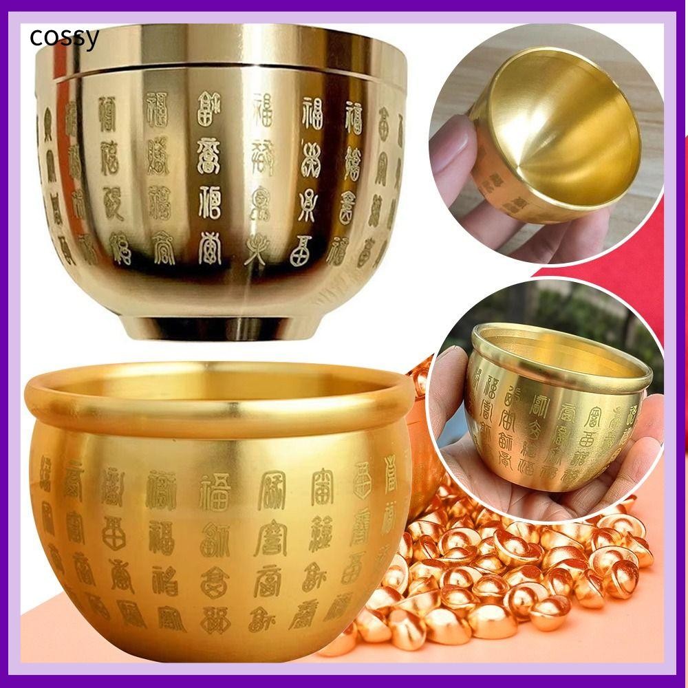 Cossy 1 ชิ้นทองเหลืองบริสุทธิ์ Cornucopia, ความมั่งคั่งดึงดูด 4.5-7 เซนติเมตร Baifu ข้าวกระบอก, ขนาดเล็กมินิพื้นผิวขัดเงามงคล Baifu Jar ถ้วยอุปกรณ์ตกแต่งบ้าน