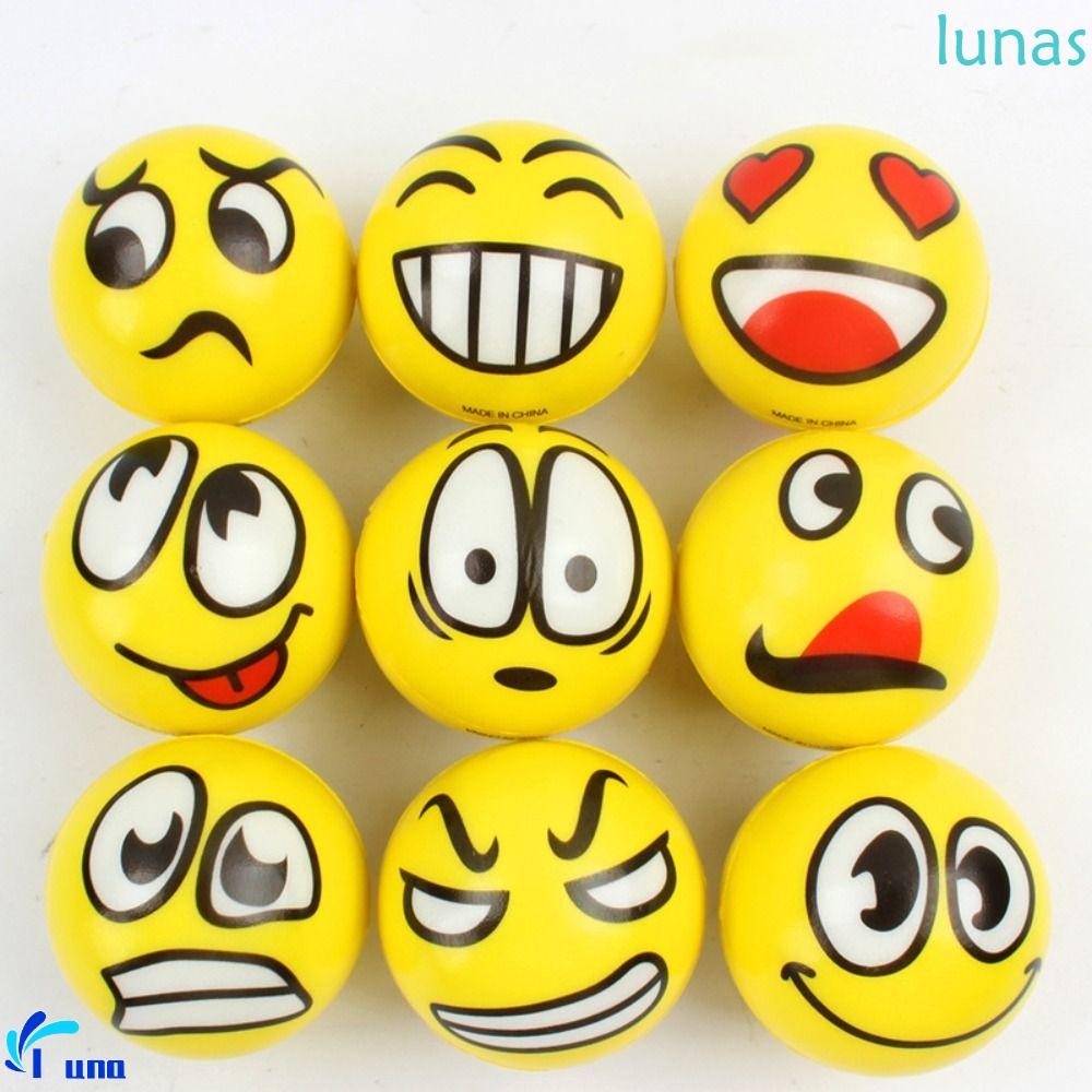 Lunasol Smile Face Squeeze Ball, Expression Sponge Smile Face Foam Ball, เครื่องนวดเท้า PU 6 ซม.ยืดห