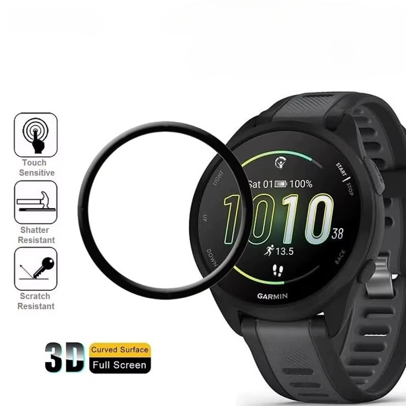 1-3 ชิ้น 999D HD โค้งสีดําขอบฟิล์มกระจกนิรภัยสําหรับ Garmin Forerunner 965 955 945 265 255 245 165 158 45S 265S 255M 245M Solar Anti-Fingerprints นาฬิกาป้องกันหน้าจอ