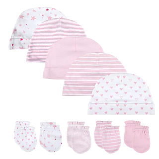 Kiddiezoom Unisex 0-6M ทารกแรกเกิดเด็กผู้หญิงหมวก + นวมชุดผ้าฝ้าย 100% หมวกนุ่มอุปกรณ์เสริมสําหรับเด็ก