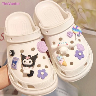 Thevantin ชุดหัวเข็มขัด ลายอนิเมะ Hello Kitty Sanrio Kawaii Kuromi Cinnamoroll DIY สําหรับตกแต่งรองเท้า