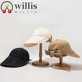 Willis หมวกบักเก็ต ผ้าฝ้าย ระบายอากาศ ป้องกันรังสีอัลตราไวโอเลต ประดับโบว์ หลากสี สไตล์ญี่ปุ่น สําหรับผู้หญิง