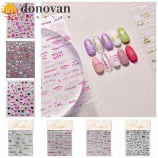 Donovan สติกเกอร์ ลายหน้ายิ้ม ตัวอักษรภาษาอังกฤษ Y2K สีชมพู สําหรับตกแต่งเล็บ บาร์บี้