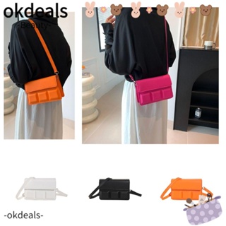 Okdeals กระเป๋าสะพายไหล่ หนัง Pu ทรงสี่เหลี่ยม จุของได้เยอะ สีพื้น สําหรับผู้หญิง