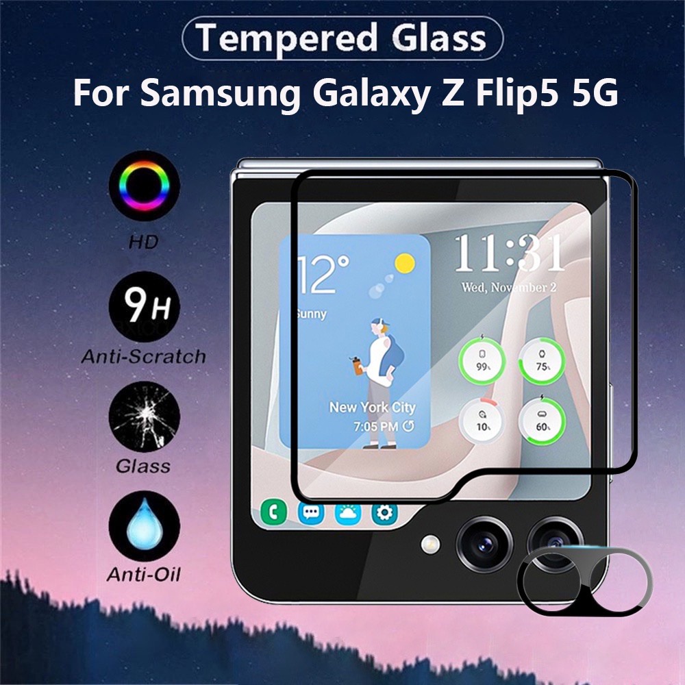 ฟิล์มกระจกนิรภัยกันรอยหน้าจอ เลนส์กล้อง HD สําหรับ Samsung Galaxy Z Flip 5 Z Flip5