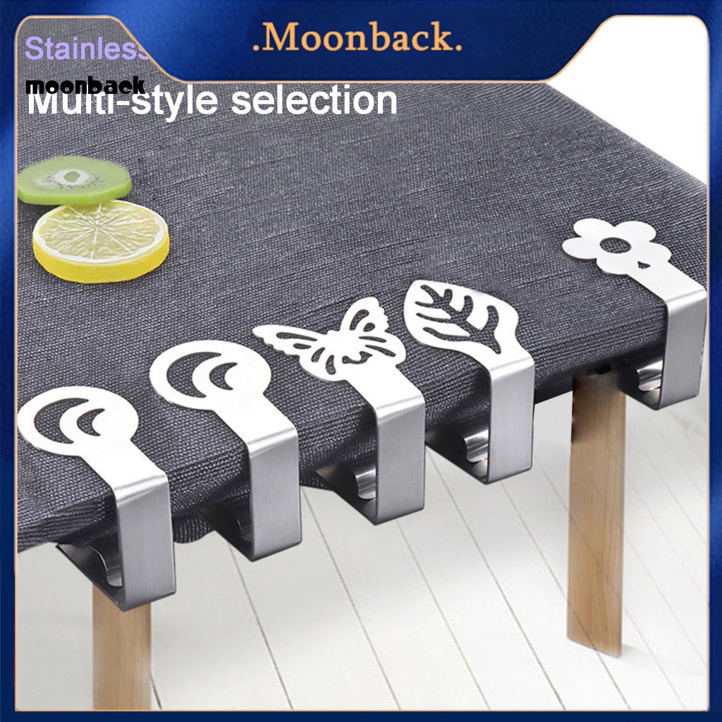 <moonback> คลิปหนีบผ้าปูโต๊ะ สเตนเลส หรูหรา กันลม ที่ใส่ผ้าคลุมโต๊ะอาหาร พร้อมดอกไม้ ผีเสื้อ และดวงจันทร์ ดีไซน์หรูหรา อุปกรณ์ครัว สําหรับงานหนัก