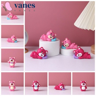 Vanes1 ตุ๊กตาฟิกเกอร์เรซิ่น รูปหมีสตรอเบอร์รี่ สีชมพู สําหรับตกแต่งบ้าน