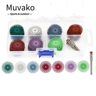 Muvako ชุดจานเจียรเรเดียล 1 นิ้ว หลายสี ก้าน 3 มม. 80-2000 อลูมิเนียมออกไซด์ ไนล่อน สําหรับขัดเครื่องประดับ ไม้ โลหะ