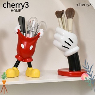 Cherry3 แจกันดอกไม้ รูปมิกกี้เมาส์ ใส่ปากกา แปรงแต่งหน้า เรซิน ลายการ์ตูนอนิเมะตลก สไตล์โมเดิร์น สําหรับเด็กนักเรียน