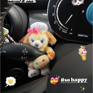 【Barley】 Cute Cake Dog Personality Pregnant Gear Decoration Set Turn Signal Wiper Cover Girl Heart Girl Car Interior Handmade wtgZ