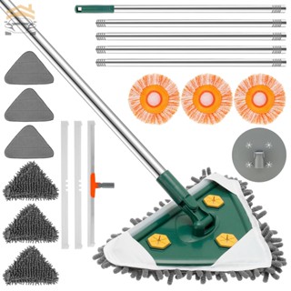 ผ้าม็อบทําความสะอาดผนัง ด้ามจับยาว หมุนได้ พร้อมแผ่นม็อบ 9 ชิ้น แบบพกพา แบบเปลี่ยน SHOPQJC4222