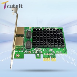 Tcuteit อะแดปเตอร์เครือข่าย PCIe X1 สําหรับคอมพิวเตอร์ตั้งโต๊ะ RJ45 พอร์ตคู่ Gibabit Card