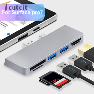 Tcuteit ฮับอ่านการ์ด SD TF USB 3.0 สําหรับ Surface Pro 7