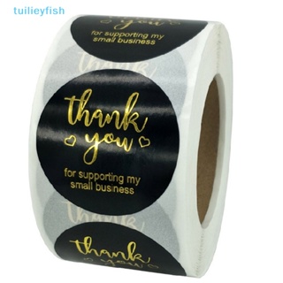 Tuilieyfish สติกเกอร์ฉลาก ลาย Thank You สีบรอนซ์ สําหรับตกแต่งเบเกอรี่ 500 ชิ้น ต่อม้วน