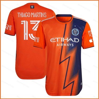 Fb 2023 MLS เสื้อยืดแขนสั้น ลายทีมฟุตบอล Thiago Martins New York City FC พลัสไซซ์ สีส้ม