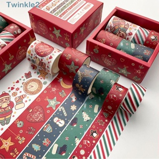 Twinkle เทปวาชิ ลายหัวใจ คริสต์มาส DIY สําหรับตกแต่งสมุดภาพ เครื่องเขียน 6 ชิ้น ต่อชุด