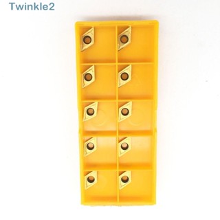 Twinkle เม็ดมีดกลึงคาร์ไบด์ สีทอง 3/32 นิ้ว สําหรับเครื่องกลึง เคลือบอัลลอย DCMT 20 ชิ้น