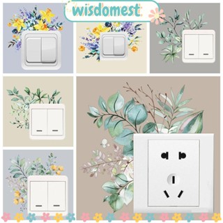 Wisdomest สติกเกอร์ ลายดอกไม้ ใบไม้ สีเขียว สําหรับตกแต่งสวิตช์ DIY