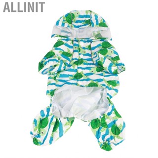 Allinit Reflective Puppy Raincoat Sea Turtle Pattern Lightweight Breathable  Pet Hooded Rain Jacket