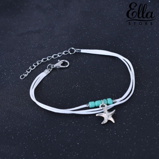 Ellastore123 โบโฮ หลายชั้น ทะเล ดาว จี้ ลูกปัด ปรับได้ สร้อยข้อเท้า ผู้หญิง เครื่องประดับ สร้อยข้อมือ