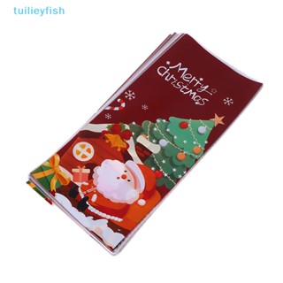 【tuilieyfish】ถุงพลาสติกใส่ขนมคุกกี้ ลูกอม ลายคริสต์มาส พร้อมริบบิ้นผูก สําหรับปาร์ตี้คริสต์มาส 50 ชิ้น【IH】