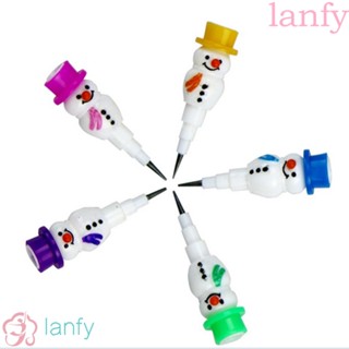 Lanfy ชุดดินสอ ลายสโนว์แมนน่ารัก ของขวัญคริสต์มาส 2 ชิ้น