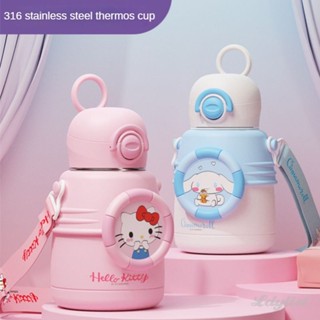 ✿ 600 มิลลิลิตร Kawaii Sanrio ถ้วยเก็บความร้อน Hello Kitty My Melody Cinnamoroll ขวดน้ำหุ้มฉนวนพร้อมวาดการ์ตูน 304 แก้วเก็บความเย็นสแตนเลส