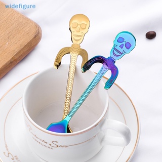 Widefigure ช้อนกาแฟสเตนเลส รูปหัวกะโหลก สําหรับตกแต่งปาร์ตี้ฮาโลวีน 2023