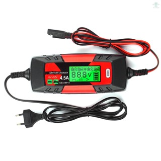 Car Battery Charger Battery Charger &amp; Maintainer 6V/12V 4Amp Intelligent Automatic Battery Charger with LCD Screen Pulse Repair Charger for Cars Motorcycles Boat and More EU Plug