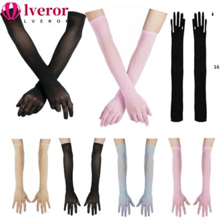 Lveror ถุงมือ แบบเต็มนิ้วมือ สีโปร่งใส สําหรับผู้หญิง งานพรอม