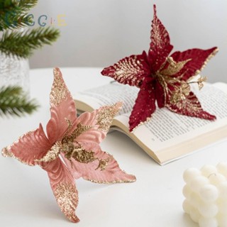 ⭐NEW ⭐Glittery Christmas Poinsettia Flower Tree Decoration Festive Xmas Ornament