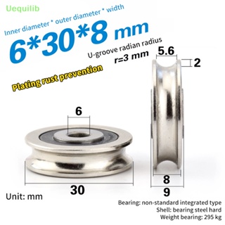 Uequilib ใหม่ ลูกรอกร่องลวดสลิง สเตนเลส ขนาด 6*30*8 มม. คุณภาพสูง สําหรับประตู หน้าต่าง บานเลื่อน