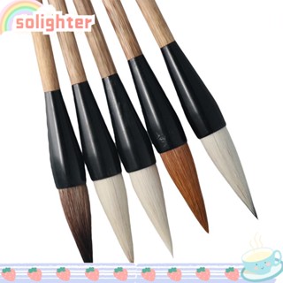 SOLIGHTER แปรงพู่กัน ขนาดใหญ่ ลายตัวอักษรจีน Sumi สีน้ํา จํานวน 5 ชิ้น