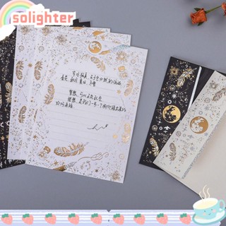 Solighter ซองจดหมาย ลายขนนก สีบรอนซ์ สไตล์วินเทจ DIY 10 16 ชิ้น