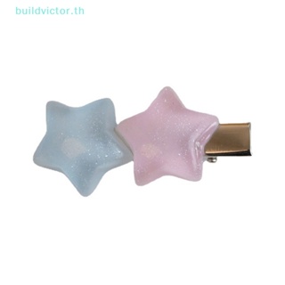 Buildvictor กิ๊บติดผม เจลลี่คริสตัล รูปดาวห้าแฉก สีชมพู และสีฟ้า เครื่องประดับผม Y2k