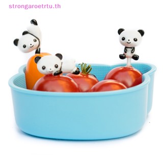 Strongaroetrtu ส้อมจิ้มผลไม้ ขนมขบเคี้ยว ลายการ์ตูนแพนด้า ขนาดเล็ก สําหรับเด็ก 8 ชิ้น ต่อชุด