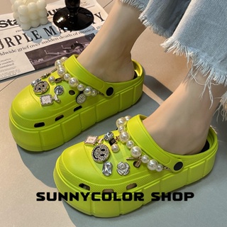 SUNNYCOLOR  รองเท้าแตะหญิง รองเท้าหัวโต แฟชั่น ธรรมดา ใส่สบายๆ 2023ใหม่ FBT23904SP 36Z230909