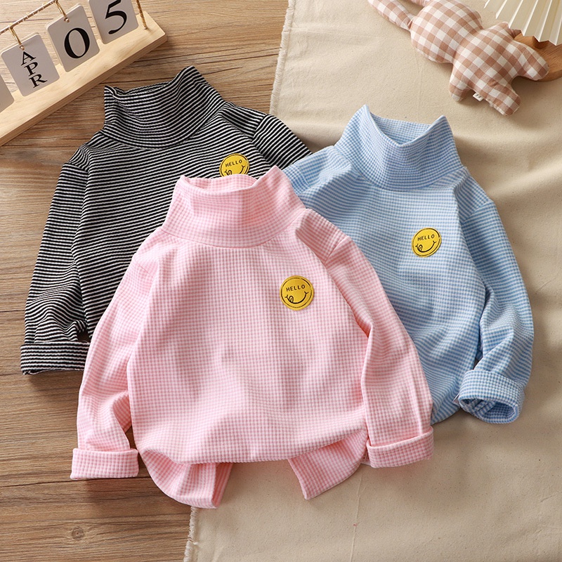 [ML] 90-150 ซม. เยอรมัน กํามะหยี่ เสื้อบอททอม เด็ก สีพื้น เด็กทารก เด็กผู้หญิง คอสูง คอตุ๊กตา เสื้อบอททอม เด็กผู้หญิง ด้านใน ฤดูใบไม้ร่วง ลายทาง