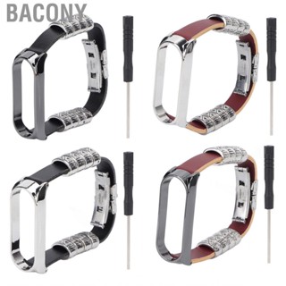 Bacony Retro Leather Wrist Strap  Skin Friendly Watch Straps Replacement for Mi Band 5/6 NFC