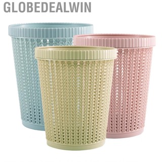 Globedealwin Pulling Bag Trash Can  Rattan Round Plastic Garbage Bin Home Coverless Storage