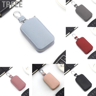 Treee Portable Zippered Car Key Case Smoother PU Leather Cute Holder Bag for Storaging Carrying