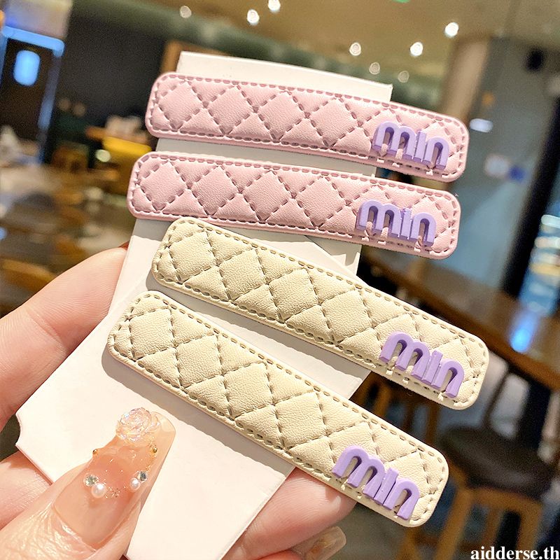 กิ๊บติดผม หนัง PU ลายตัวอักษร MIN สีม่วง สไตล์เกาหลี แฟชั่น สําหรับนักเรียนหญิง Y2K