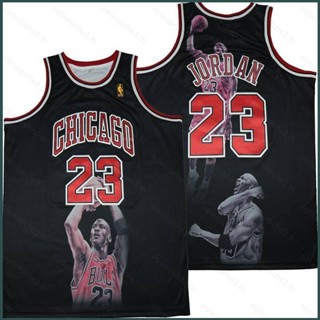 เสื้อกีฬาบาสเก็ตบอลแขนกุด ลายทีม Chicago Bulls Jordan SY3 สีดํา สีแดง พลัสไซซ์ YS3